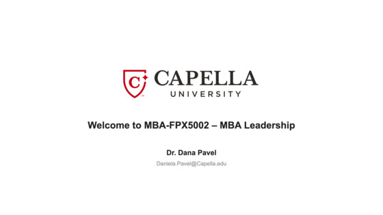 Welcome To MBA FPX5002 MBA Leadership Course Overview