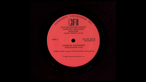 Percussion Duo / Charles Wuorinen; James Avery, piano and Steve Schick, percussion