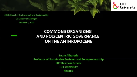 Thumbnail for entry Commons organizing and polycentric governance