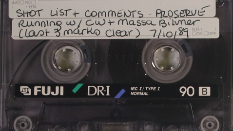 Thumbnail for entry 'Shot list' and comments, preserved, running with CW &amp; Mossa Bildner,  July 10, 1989 (tape 2), Side B