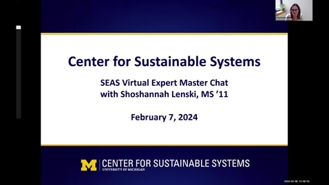 Thumbnail for Alumni Master Chat: An Inside Look at the Latest Research from the Center for Sustainable Systems