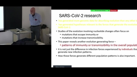 Thumbnail for Carl Simon | An allele-based evolution model of the population spread of SARS-CoV-2 | April 30, 2024