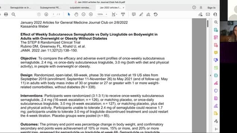 Thumbnail for 2-8-2022 Kassandra Weber MD - Journal Club On Demand Credits Available