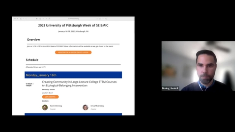 Thumbnail for entry University of Pittsburgh Week of SEISMIC: Creating Community in Large-Lecture College STEM Courses: An Ecological-Belonging Intervention