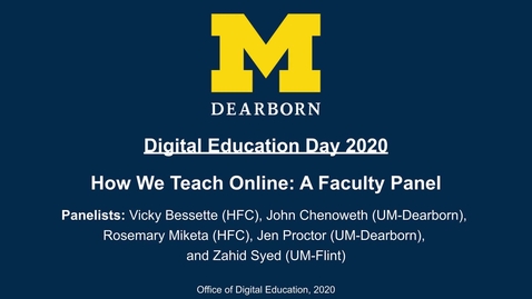 Thumbnail for entry Digital Education Day 2020 - How We Teach Online: A Faculty Panel