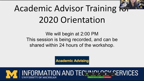 Thumbnail for entry Academic Advisor Training on ITS Tools for Orientation - May 8, 2020