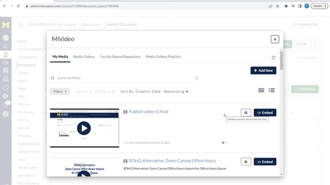 Thumbnail for Students: How to Embed Video as a Canvas Discussion Reply