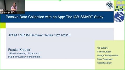 Thumbnail for JPSM/MPSM Seminar Series - Frauke Kreuter - December 12th 2018