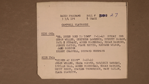 Thumbnail for Campbell Playhouse, Side 2: Dinner at Eight 2-18-40, Roll 27, copy 2