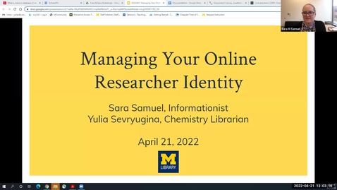 Thumbnail for entry Managing Your Online Researcher Identity (April 2022)