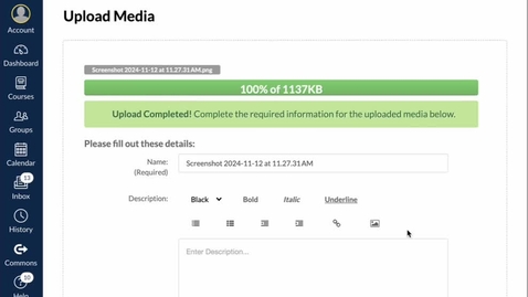 Thumbnail for Upload Media to My Media in Canvas