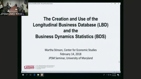 Thumbnail for JPSM/MPSM Seminar Series - Martha Stinson February 14th 2018