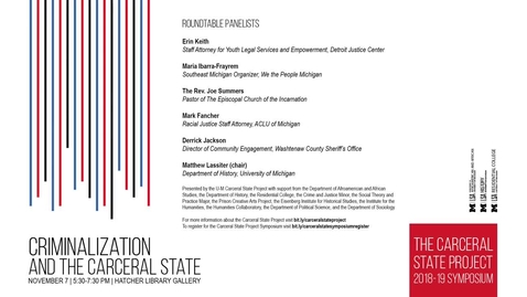 Thumbnail for CSP-Criminalization and the Carceral State 11.7.2018