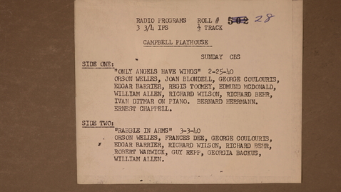 Thumbnail for Campbell Playhouse, Side 2: Rabbles in Arms 3-3-40, Roll 28, copy 1