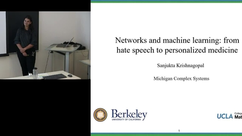Thumbnail for entry Sanjukta Krishnagopal | Methods in networks and machine learning: from hate speech to personalized predictive medicine | January 11, 2024