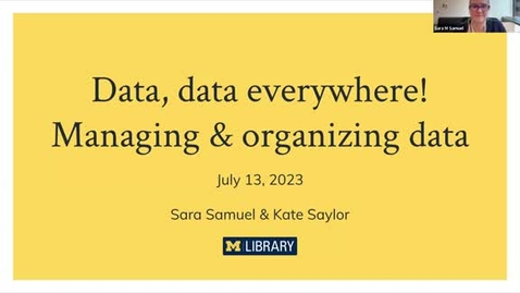 Thumbnail for entry Data, data everywhere! Managing &amp; organizing data