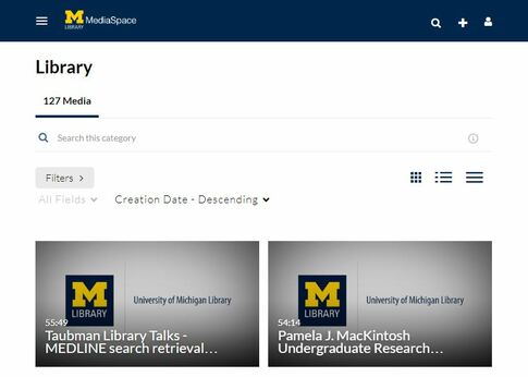 Screenshot of the Library Mediaspace homepage