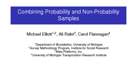 Thumbnail for Michael Elliott - Combining Probability Non-probability Samples - December 1, 2021 - JPSM MPSDS Seminar Series