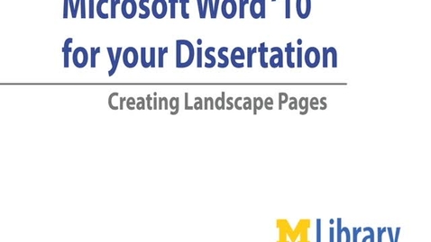 Thumbnail for Word for Dissertation 2010: Formatting Landscape Pages