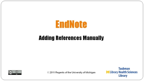 Thumbnail for entry EndNote: Adding References Manually
