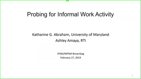 Thumbnail for entry Katharine Abraham - Seminar Series - February 27th 2019