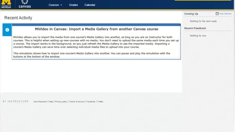 Thumbnail for entry Importing a Course Media Gallery in Canvas (No Audio)