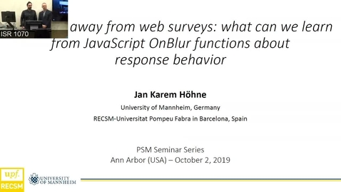 Thumbnail for Jan Karem Hohne - Seminar Series - October 2nd 2019