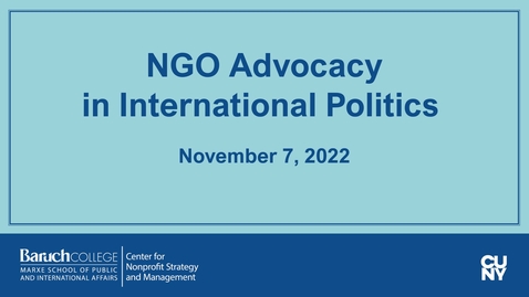 Thumbnail for entry NGO Advocacy in International Politics