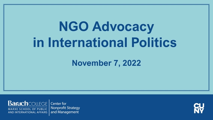 NGO Advocacy in International Politics
