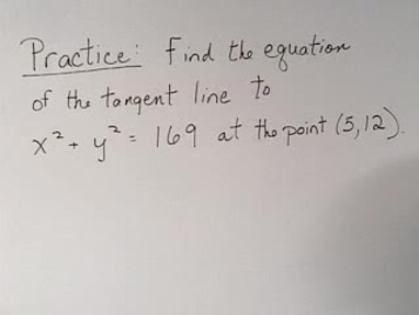 Chapter 2 8 Implicit Differentiation 05 Practice Equation Tangent Line Baruch College The City University Of New York Cuny