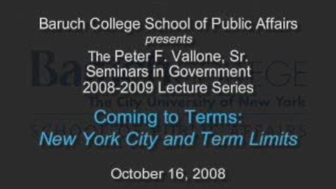 Thumbnail for entry Coming to Terms: New York City and Term Limits