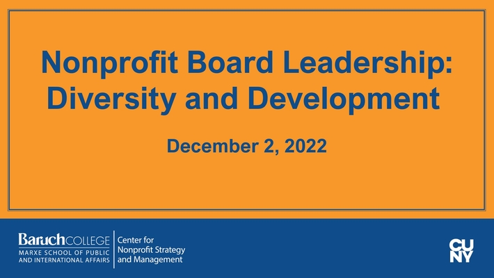 Nonprofit Board Leadership: Diversity and Development