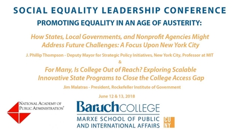 Thumbnail for entry Social Equality Leadership Conference. Promoting Equality in an Age of Austerity.