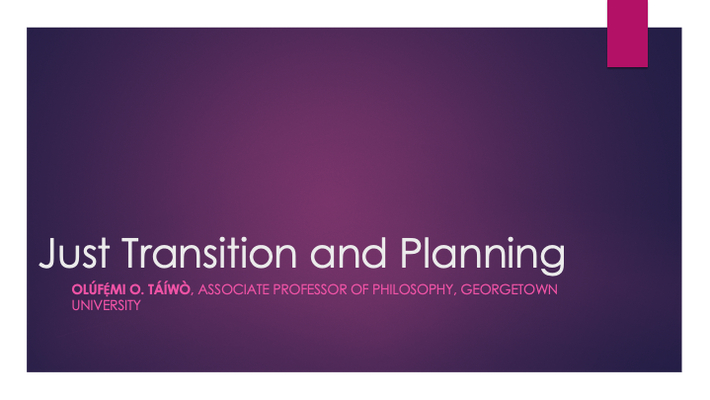 Ackerman Lecture: Just Transition and Democratic Planning