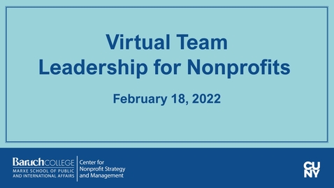 Thumbnail for entry Virtual Team Leadership for Nonprofits