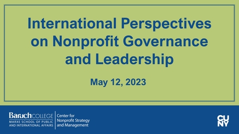Thumbnail for entry International Perspectives on Nonprofit Governance and Leadership