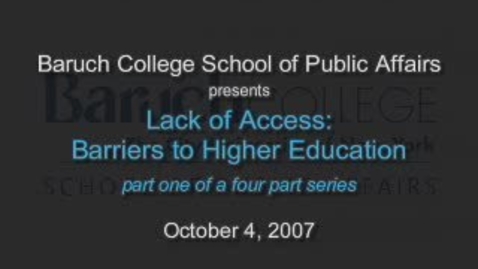 Thumbnail for entry Lack of Access: Barriers to Higher Education (Part 1)