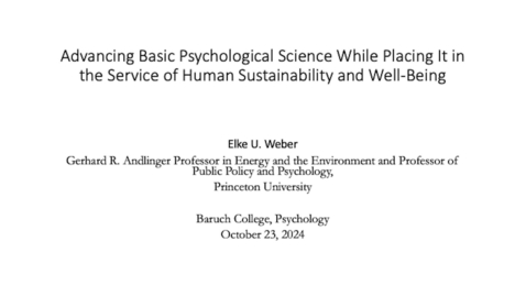 Thumbnail for Advancing Basic Psychological Science While Placing it in the Service of Human Sustainability and Well-Being