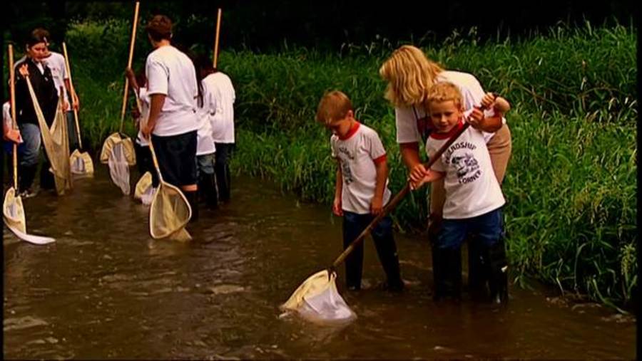 A community comes together to clean up a stream