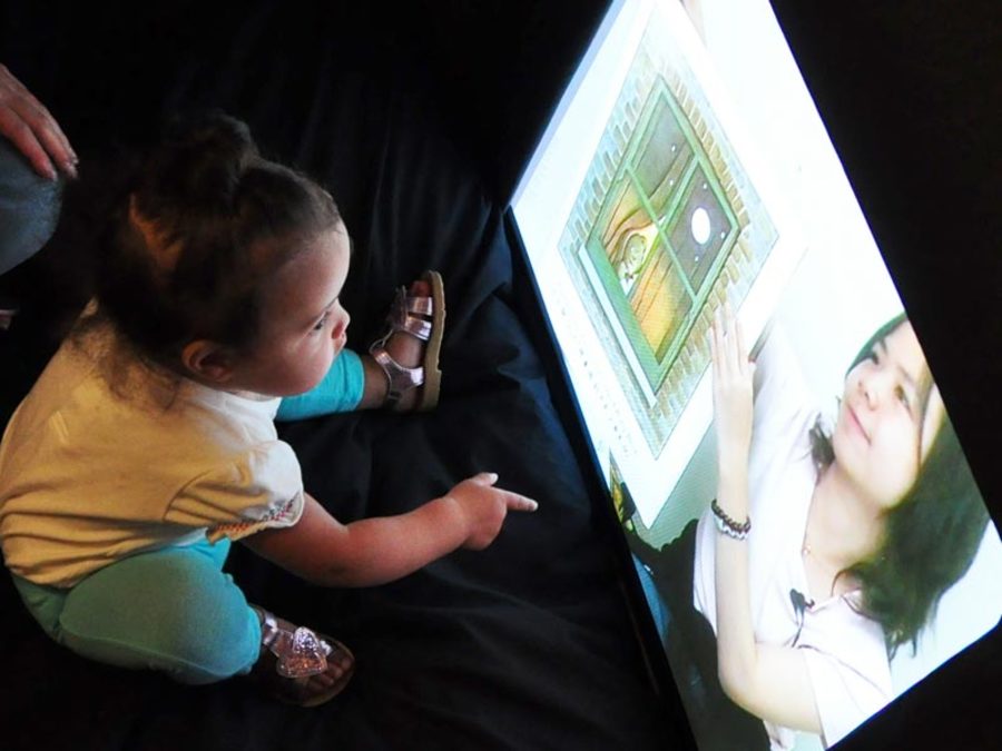 baby on computer with Patricia Kuhl