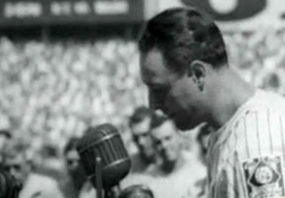 Babe Ruth pays his respects at Lou Gehrig's funeral