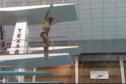 man starting to do a high dive.