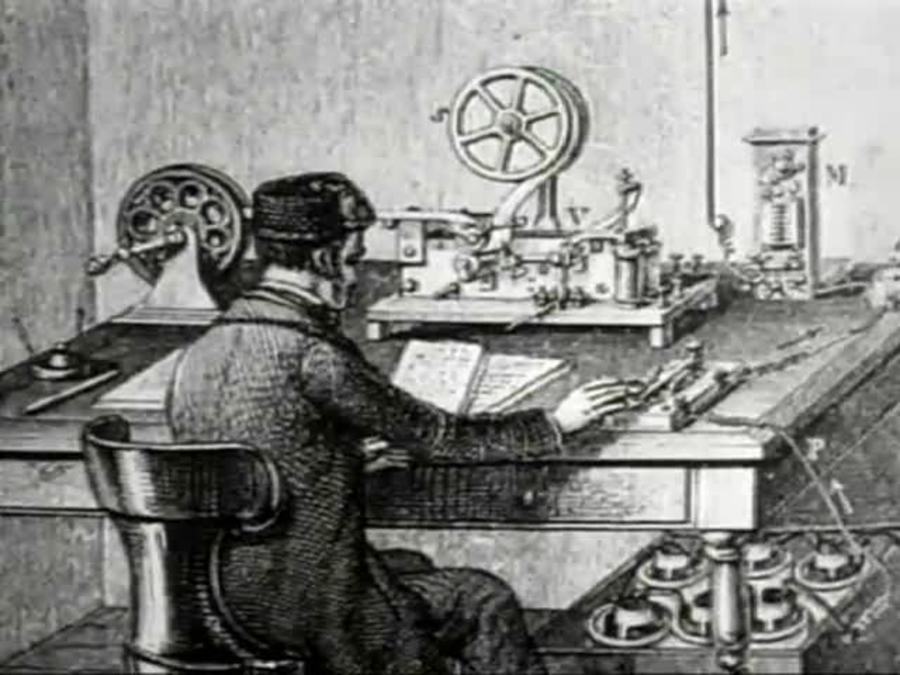 Drawing of a man at a desk
