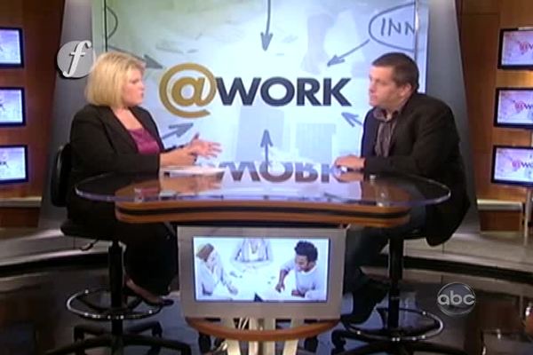 Man and women talking about customer service