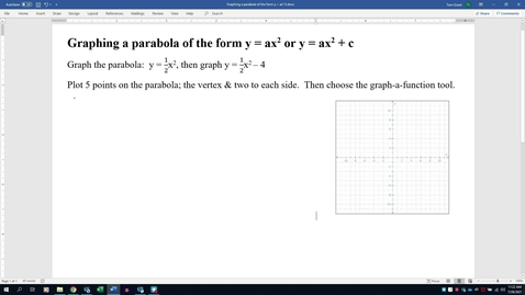 Thumbnail for Graphing a parabola of the form y = ax^2 or y = ax^2 + c