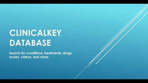 Thumbnail for ClinicalKey database tutorial (final)