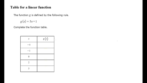Thumbnail for entry Table for a linear function