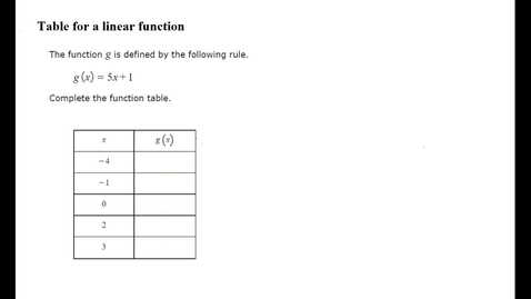 Thumbnail for Table for a linear function