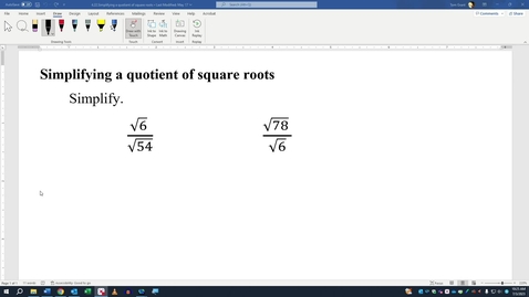 Thumbnail for entry Simplifying a quotient of square roots