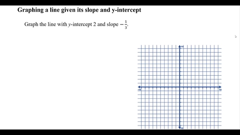 Thumbnail for entry Graphing a line given its slope and y-intercept